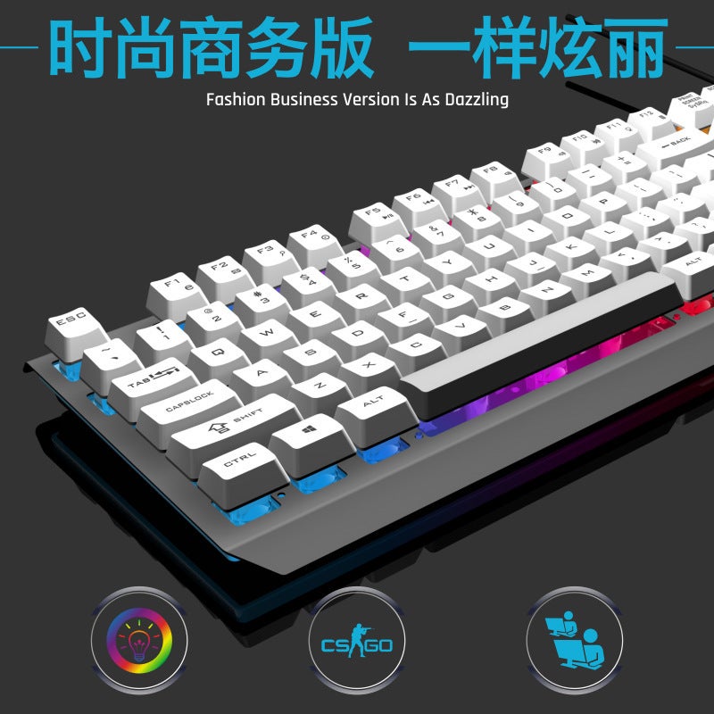 Eighteen Crossing Gk60 Metal Light-Emitting Wired Computer Game Keyboard With Hand Support Mechanical Feel Rgb Keyboard - Image 4